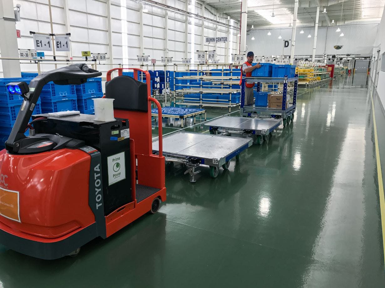 Tugger Train Carts in a Facility