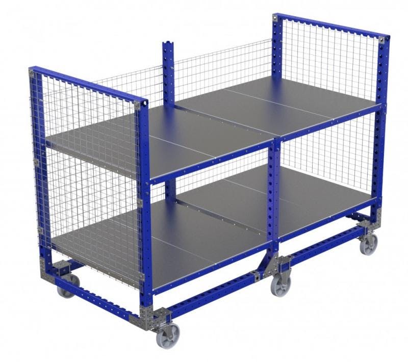 Industrial shelf cart with wire mesh by FlexQube