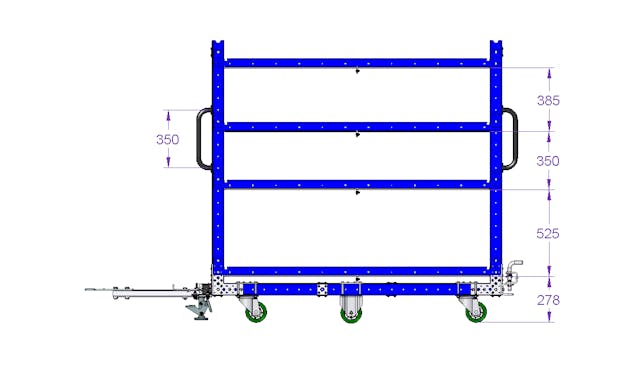Flat Shelf Tugger cart 70 x 36 inch - 4 Shelves
