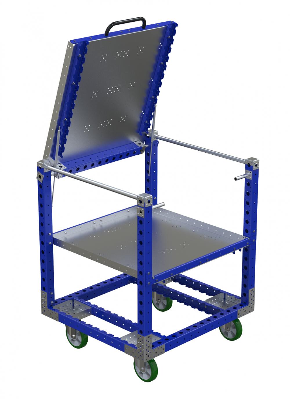 FlexQube material handling with pop up shelf