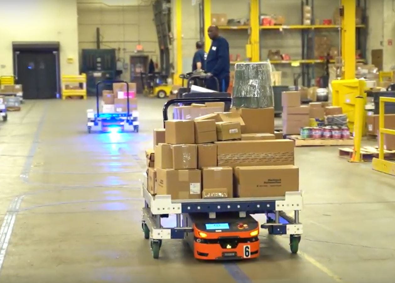 Automated guided vehicle in action