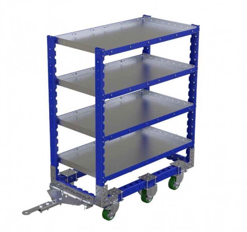 FlexQube flat shelf cart with tow bar