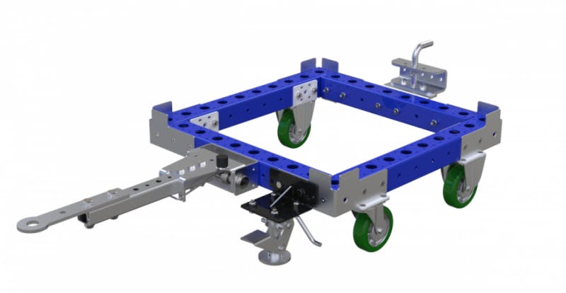 Small industrial tote dolly with tow bar by FlexQube