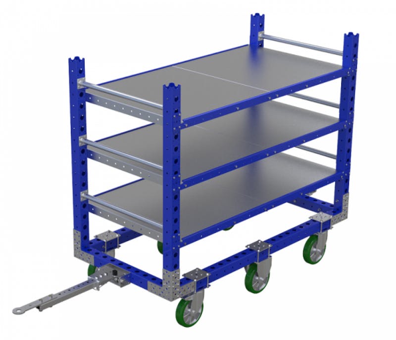 FlexQube flat shelf cart with tow bar