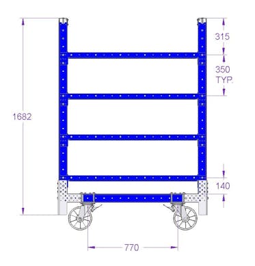 Stackable Flat Shelf Cart - 1260 x 840 mm